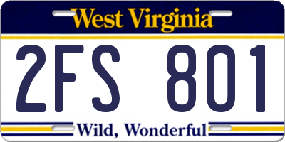 WV license plate 2FS801