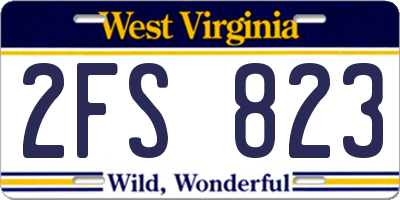WV license plate 2FS823