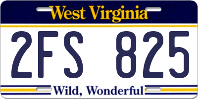 WV license plate 2FS825