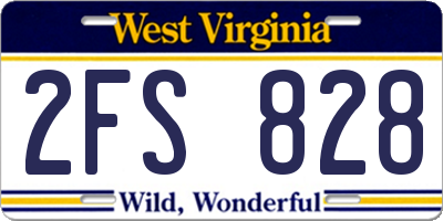 WV license plate 2FS828