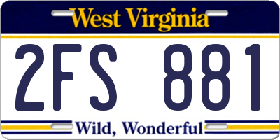 WV license plate 2FS881