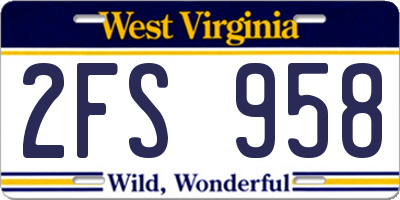 WV license plate 2FS958