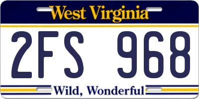 WV license plate 2FS968