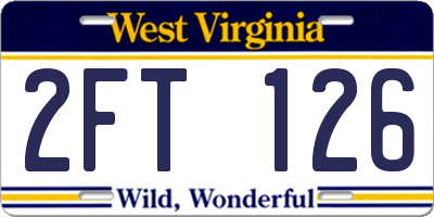 WV license plate 2FT126
