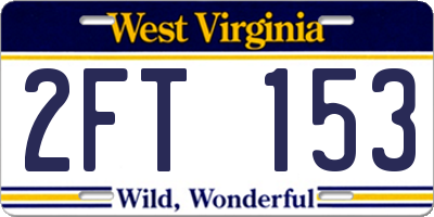 WV license plate 2FT153