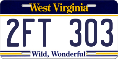 WV license plate 2FT303