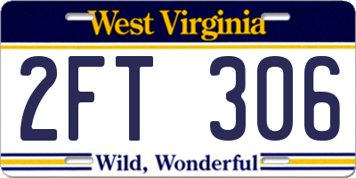 WV license plate 2FT306