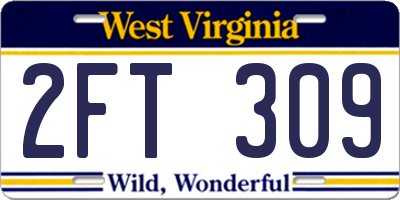 WV license plate 2FT309