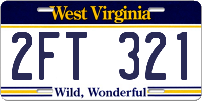 WV license plate 2FT321