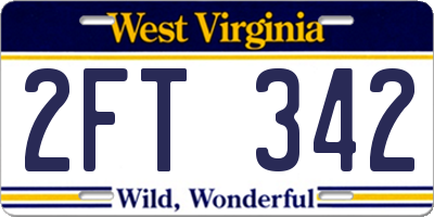 WV license plate 2FT342