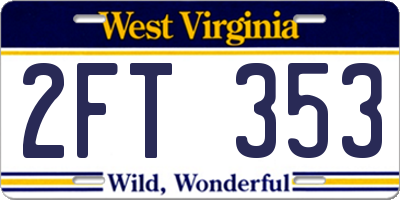 WV license plate 2FT353