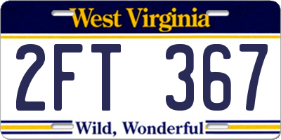 WV license plate 2FT367