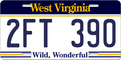 WV license plate 2FT390