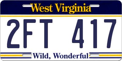 WV license plate 2FT417