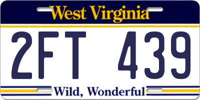 WV license plate 2FT439