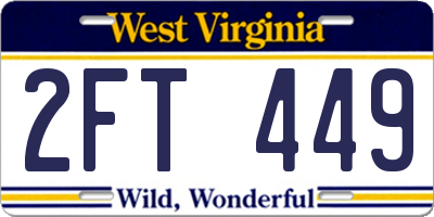 WV license plate 2FT449