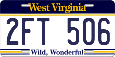 WV license plate 2FT506