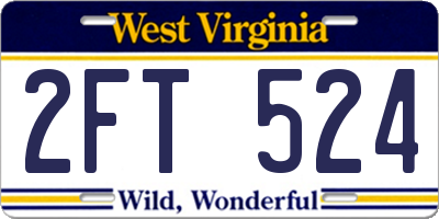 WV license plate 2FT524