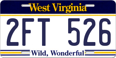 WV license plate 2FT526