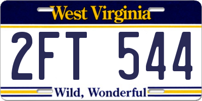 WV license plate 2FT544