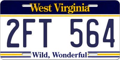 WV license plate 2FT564