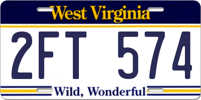 WV license plate 2FT574