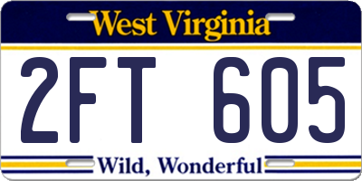 WV license plate 2FT605