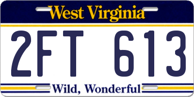 WV license plate 2FT613