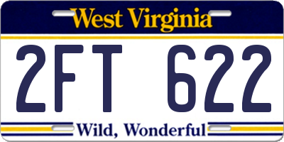 WV license plate 2FT622