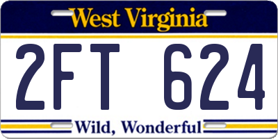 WV license plate 2FT624