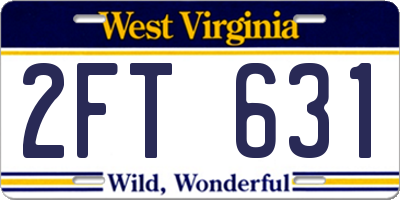 WV license plate 2FT631