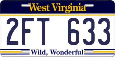 WV license plate 2FT633