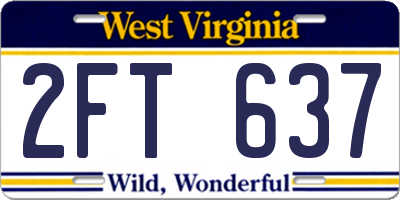 WV license plate 2FT637