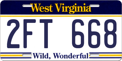 WV license plate 2FT668