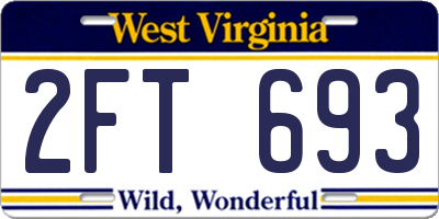 WV license plate 2FT693