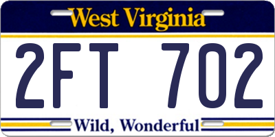 WV license plate 2FT702