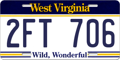 WV license plate 2FT706