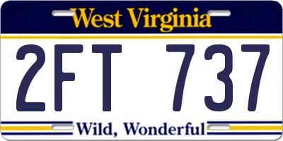 WV license plate 2FT737