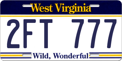 WV license plate 2FT777