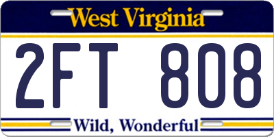 WV license plate 2FT808