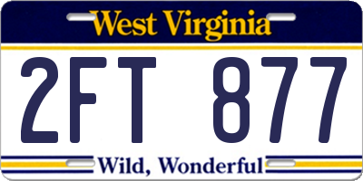 WV license plate 2FT877
