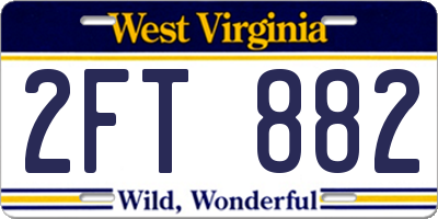 WV license plate 2FT882