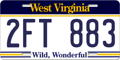 WV license plate 2FT883