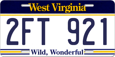 WV license plate 2FT921