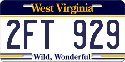 WV license plate 2FT929