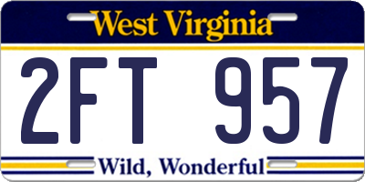 WV license plate 2FT957