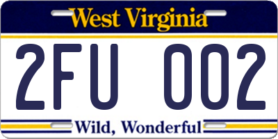 WV license plate 2FU002