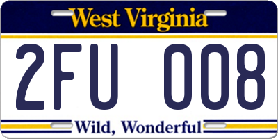 WV license plate 2FU008