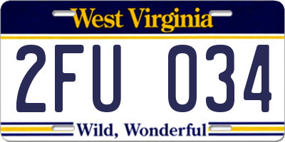WV license plate 2FU034