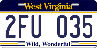 WV license plate 2FU035